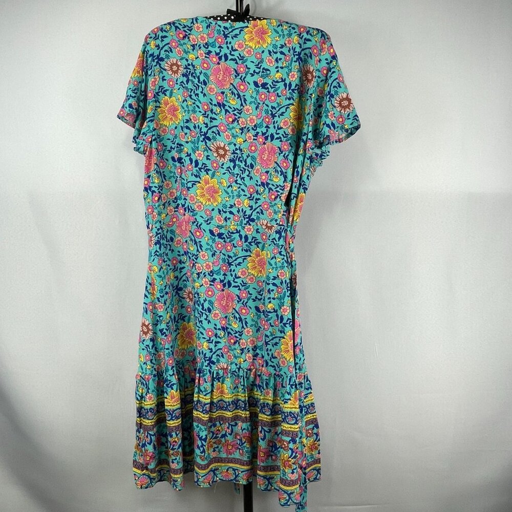 R Vivimos Sarong Boho Print Dress with waist ties, size 6 - Picture 2 of 7